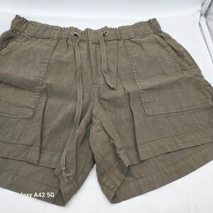 KUT from the Kloth Linen Blend Utility Shorts Olive Brown Drawstring KB52301 L